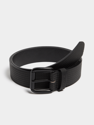 Men's Markham Textured PU Black Buckle Belt