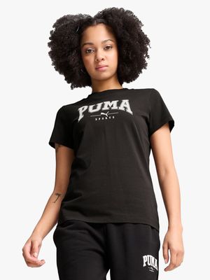 Womens Puma Squad Graphic Black/White Tee