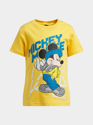 Jet Younger Boys Yellow Mickey Mouse T-Shirt