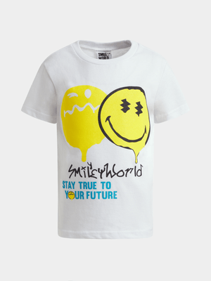 Jet Younger Boys White Smiley T-Shirt