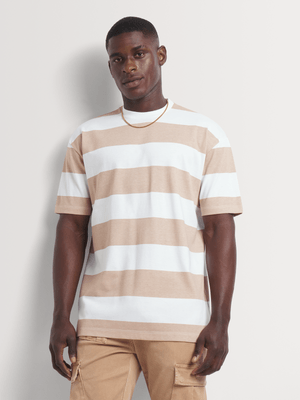 Men's Markham Bold Stripe Stone/White T-Shirt