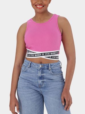 Women's Steve Madden Pink Amara Cropped Tank Top