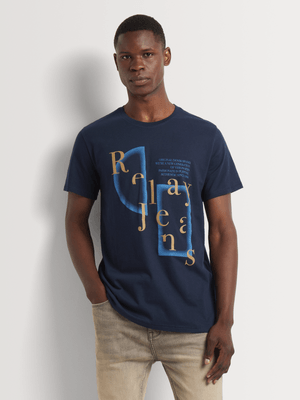 Men's Relay Jeans Slim Fit Scattered Shapes Navy Graphic T-Shirt