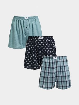 Men's Markham Summer Check Geo Aqua Boxer