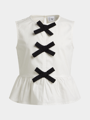 Girls Poplin Bow Detail Top