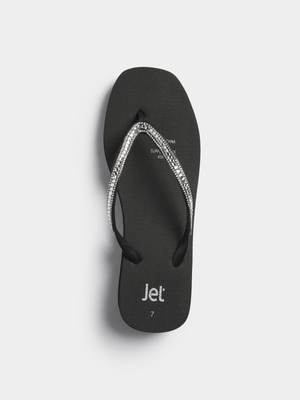 Jet Women's Black Bling Flip Flops