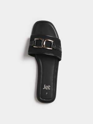 Jet Women's Black Rafia Mule Sandals