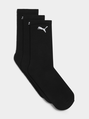 Puma Unisex 3-Pack Cat Logo Tennis Black  Socks