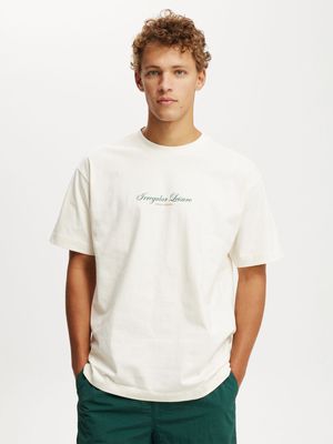 Men's Cotton On Cream Box Fit Text T-Shirt