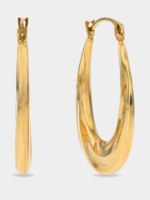 Yellow Gold, Oval Wave Creole Earrings