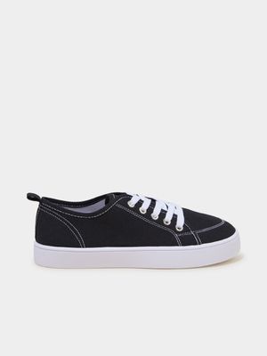 Women's Cotton On Black Saylor Lace Up Plimsoll Sneakers