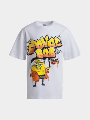 Jet Teen Boys White Spongebob Oversized T-Shirt