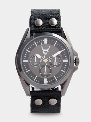 Men's Black Webbing Strap Watch