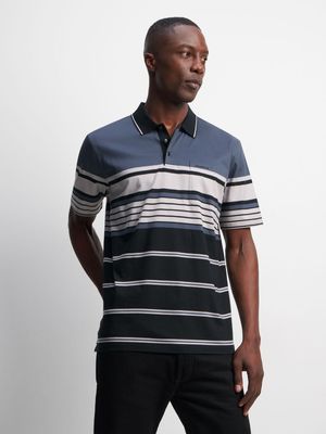 Men's Pringle Blue Franco Mercerized Jacquard Golfer