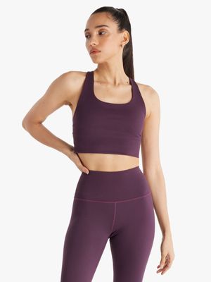 Womens New Balance Light Support Ribbed Purple Sports Bra