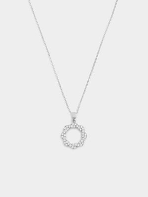 Sterling Silver Cubic Zirconia Woven Circle Of Life Pendant