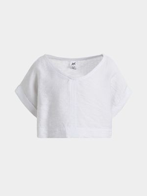 Jet Younger Girls White Soft Woven Tops