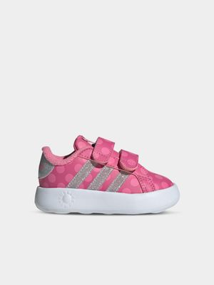 Junior Infant adidas Grand Court Minnie Pokadot Pink/Silver Sneakers