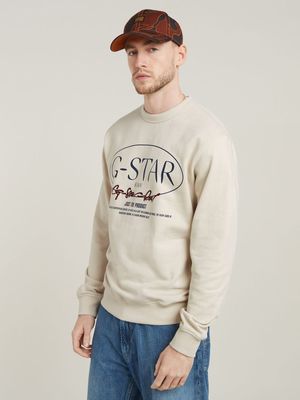 G-Star Men's Circle G-Star Looper Cream Sweatshirt