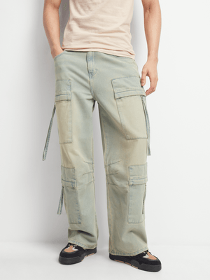 Men's Tinted Light Wash Double Pocket Straight Leg Jeans