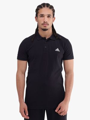 Mens adidas SL Pique Black Polo