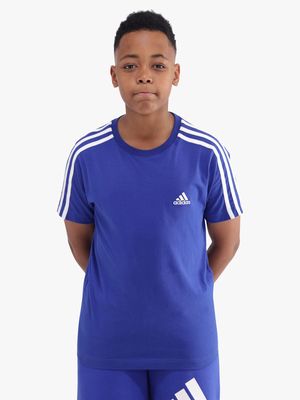 Boys Toddler adidas 3-Stripes Blue Tee