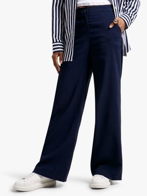 Jet Women's Navy Bengaline Wide Leg Pants