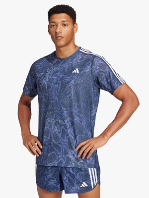 Mens adidas Own the Run Cobalt Blue Running Tee