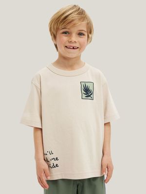 Cotton On Kids Boy Beige Jonny Short Sleeve Print T-shirt