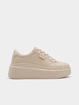 Womens Fila Charlene Beige Sneakers