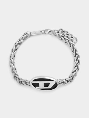 Diesel Stainless Steel Black Logo Bracelet