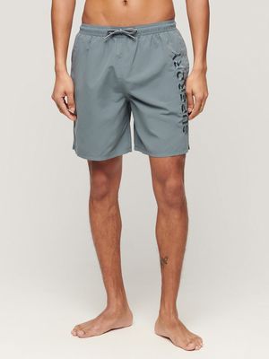 Men's Superdry Grey Premium Emb 17" Swim Shorts