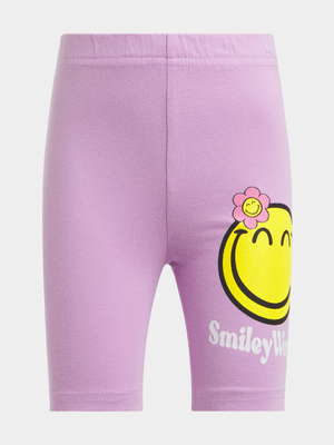 Jet Younger Girls Lilac Smiley Cycle Shorts