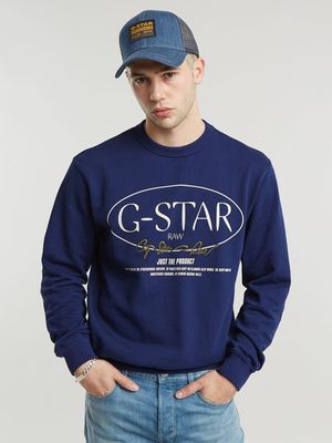 G-Star Men's Circle G-Star Looper Imperial Blue Sweatshirt