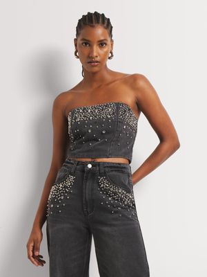 FF Denim Embellished Boobtube