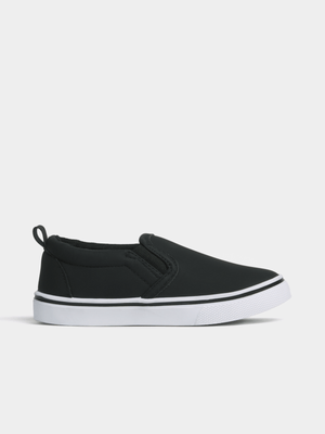 Jet Older Boys Black Slip On Sneakers