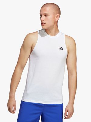 Mens adidas Train Essentials Feelready White Vest