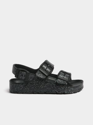 Junior Infant TS Glitter Double Buckle Black Sandals