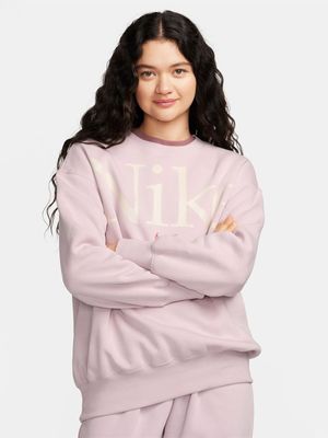 Womens Nike Sportswear Phoenix Fleece Overseized Pink Crew Sweatshirt