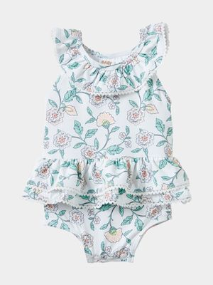 Cotton On Baby White Layla Frill Swimsuit