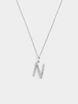 Cheté Sterling Silver Cubic Zirconia “N” Initial Pendant