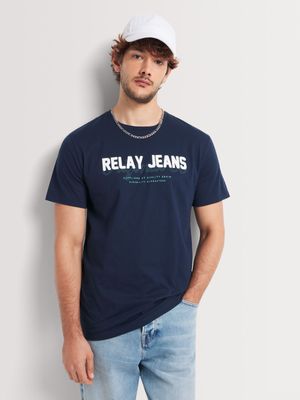 Men's Relay Jeans Slim Fit Signature Outline Navy Graphic T-Shirt