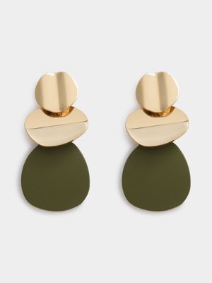 Women's Gold & Green Drop Earrings