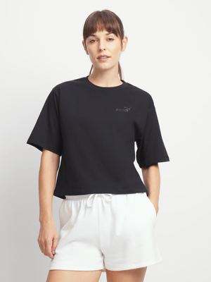 Womens Puma Foil Logo Oversized Black Tee