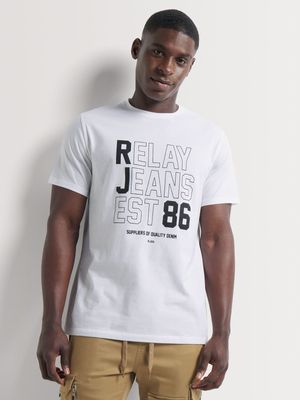 Men's Relay Jeans Slim Fit Outline White Graphic T-Shirt