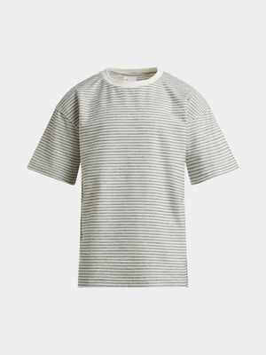 Boys Textured Stripe Oversized Tee