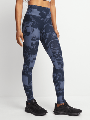 Womens TS Flex Fitness Abstract Swirl Blue Tights