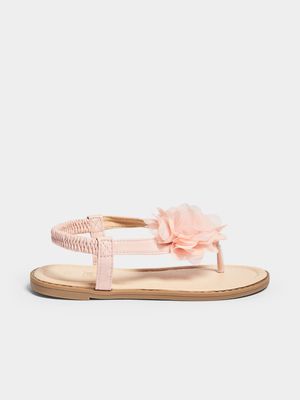 Jet Older Girls Pink Flower Sandals