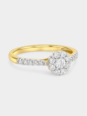 Yellow Gold 0.5ct Lab Grown Diamond Flower Cluster Ring