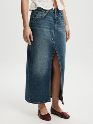 Women's Cotton On Dark Blue Bailey Denim Maxi Skirt